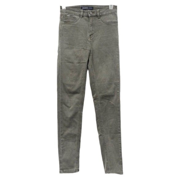 Zara Basic Z1975 Denim Skinny Ankle Jeans in Olive Green Stretch Womens Size‎ 4 - Picture 1 of 8